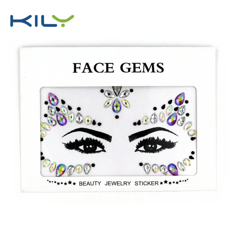 Custom mermaid rainbow face jewels makeup face for Carnival KB-1084