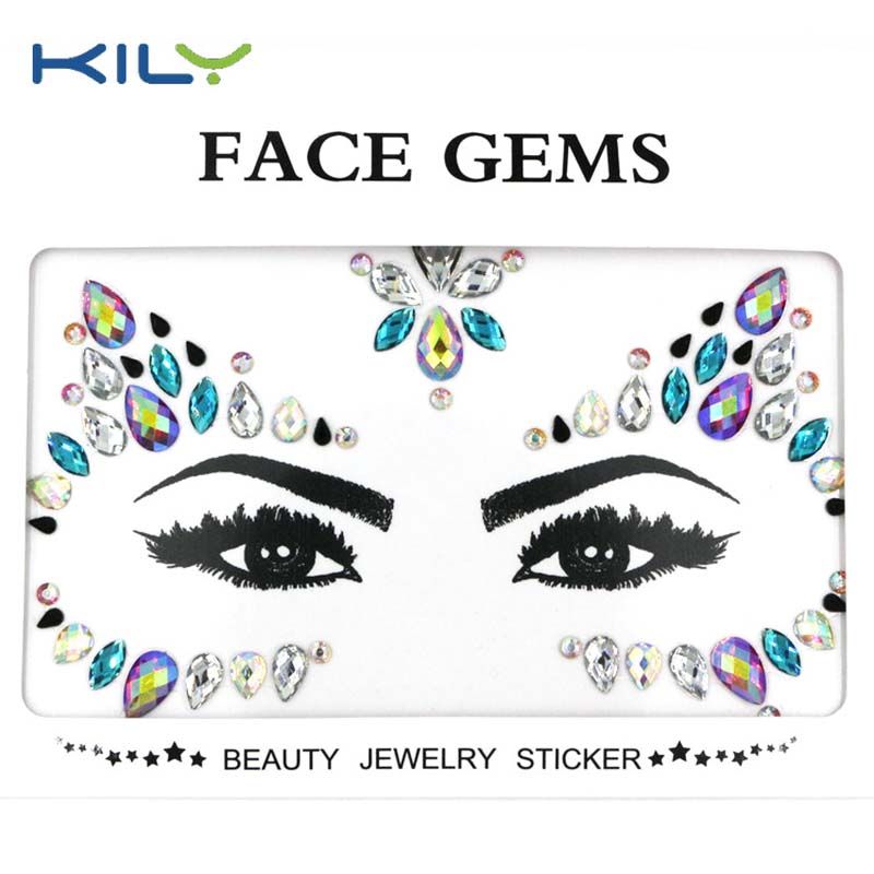 Halloween custom temporary tattoo stick face gems KB-1162