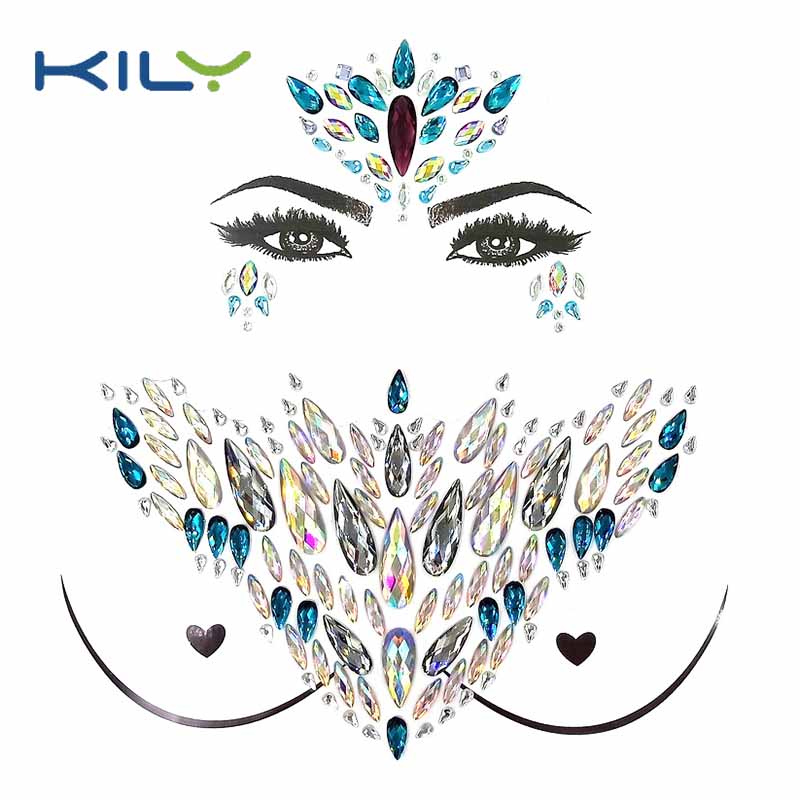 Body chest jewelry face gems decorative sticker kit KBK-1004