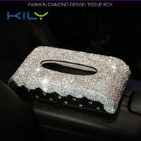 KILY Luxury Rhinestone Tissue Box Home Accessories Tissue Facial Holders CD-1012