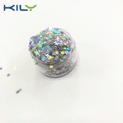 KILY DIY Nail Art Star Glitter Holographic Silver Face Glitter LB-100