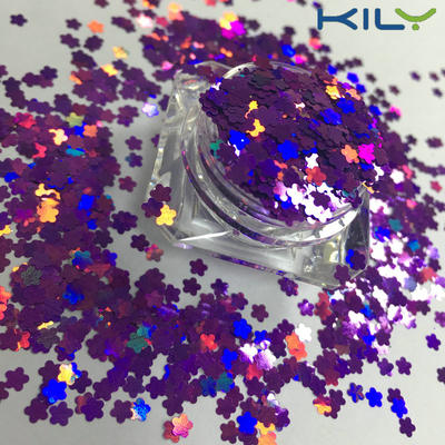 KILY Laser Purple Flower Glitter Cosmetic PET Holographic Glitter LB800