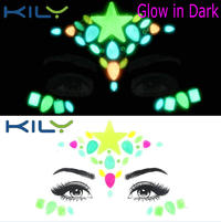 KILY UV Face Gems Sticker Glow in Dark Face Jewels for Party KB-2201