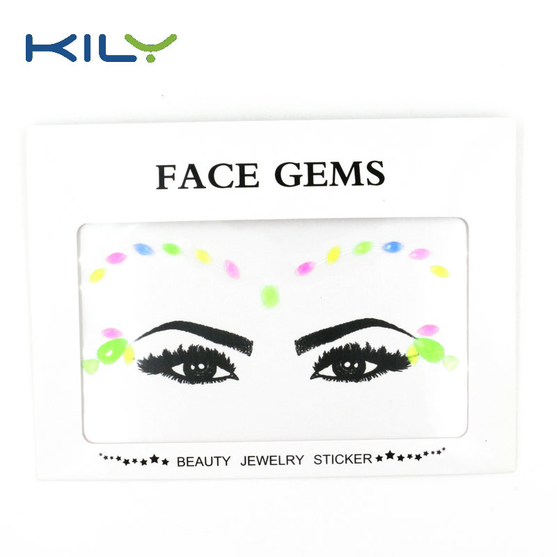 KILY Glow in Dark Face Gems Sticker for Evening Party