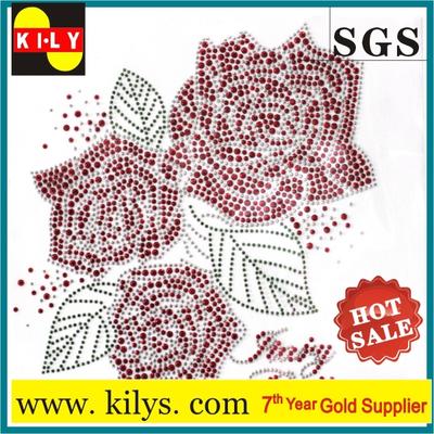 Flower Hot fix rhinestone transfer glass crystal iron on garment KH-1010